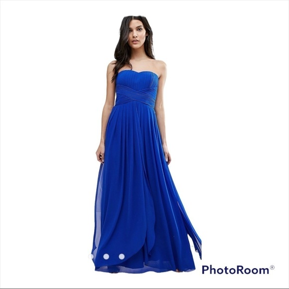 NWT Y.A.S. ASOS Light Blue Strapless Molly Maxi Gown Dress Size Large - Picture 7 of 15
